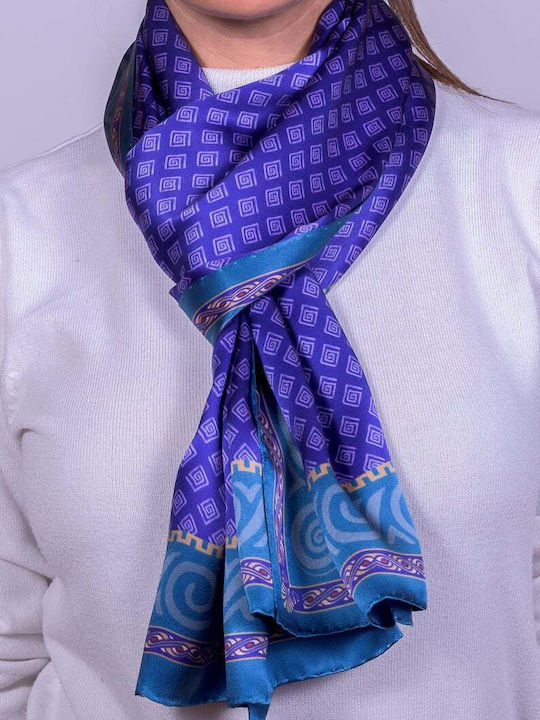 Kalfas Luxury Silk Γυναικείο Μεταξωτό Φουλάρι Γαλάζιο