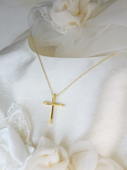 Polytimo Women's Gold Cross 14K with Chain