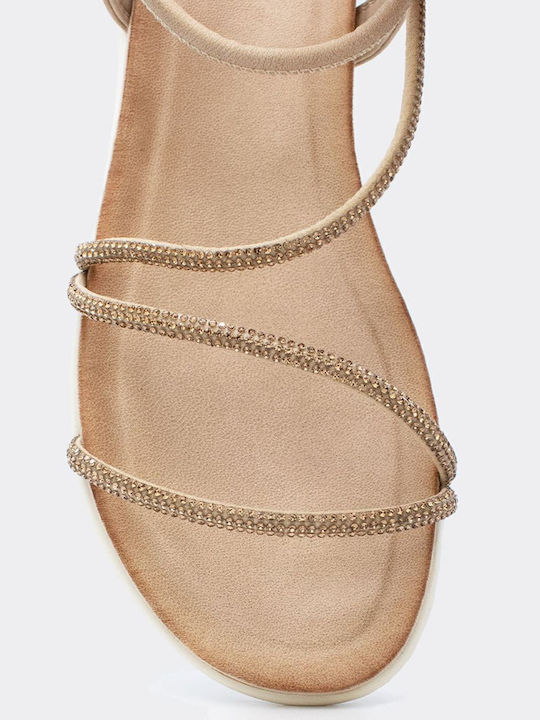 Women's Flat Sandals in Beige Color