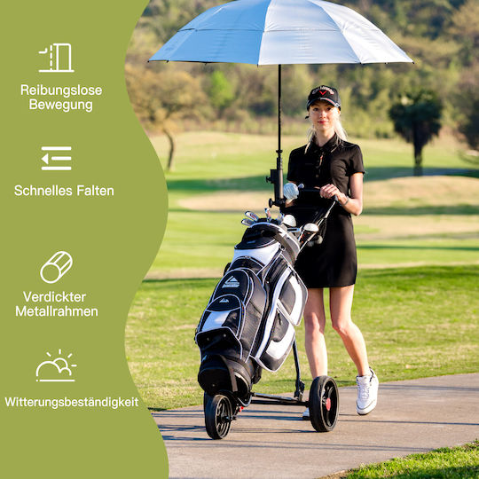 Costway Three-Wheeled Foldable Lightweight Iron Golf Cart Adjustable TPR Handle Black Sp35778