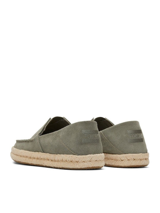 Alonso Loafer Rope Leather Men's Espadrilles in Green Color