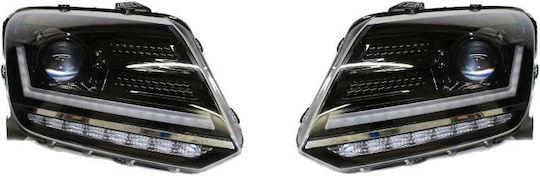 Μπροστινά Φανάρια Set Vw Amarok 2010+ Drl Full Led Halogen Version Μαύρα Ledhl107-bk Rhd Δεξιοτίμονα Osram Ledriving