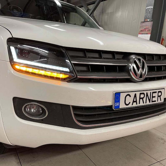 Μπροστινά Φανάρια Set Vw Amarok 2010+ Drl Full Led Halogen Version Μαύρα Ledhl107-bk Rhd Δεξιοτίμονα Osram Ledriving