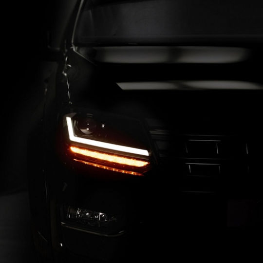 Μπροστινά Φανάρια Set Vw Amarok 2010+ Drl Full Led Halogen Version Μαύρα Ledhl107-bk Rhd Δεξιοτίμονα Osram Ledriving
