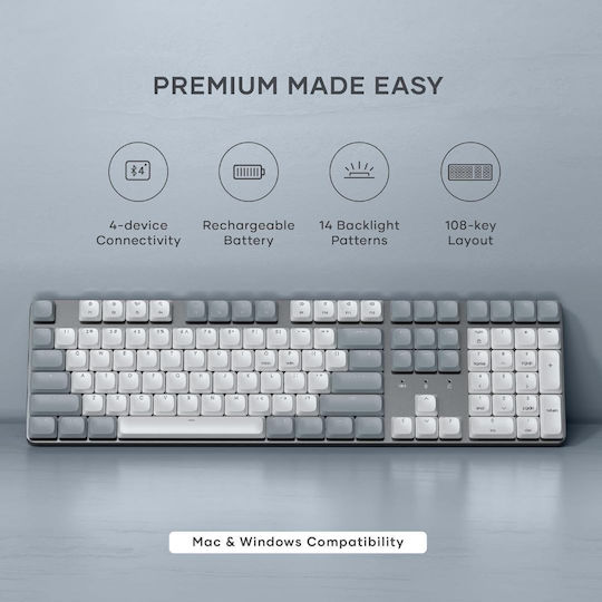 Satechi Slim SM3 Ασύρματο Gaming Μηχανικό Πληκτρολόγιο με Φωτιζόμενα πλήκτρα (Αγγλικό US) Γκρι