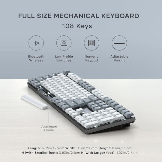 Satechi Slim SM3 Ασύρματο Gaming Μηχανικό Πληκτρολόγιο με Φωτιζόμενα πλήκτρα (Αγγλικό US) Γκρι