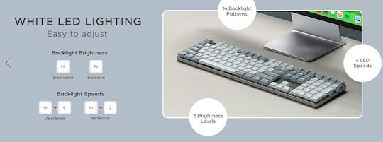 Satechi Slim SM3 Wireless Gaming Mechanical Keyboard with Illuminated keys (English US) Gray