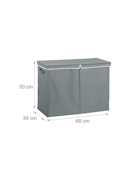 Relaxdays Coș De Rufe Din Țesătură 100lt Cu Capac 50x68x34cm Gri