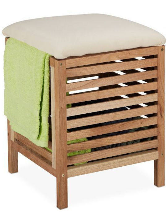 Relaxdays Coș De Rufe Din Lemn 35lt Cu Capac Maro