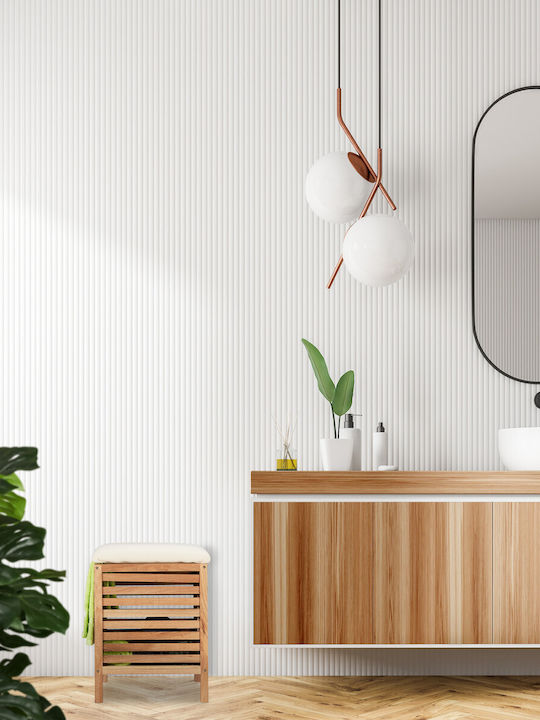Relaxdays Coș De Rufe Din Lemn 35lt Cu Capac Maro