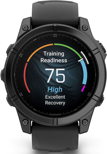 Garmin Fenix E Stainless Steel 47mm Αδιάβροχο Smartwatch με Παλμογράφο (Slate Grey Steel with Black Silicone Band)