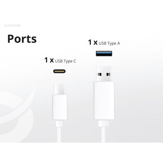 Conceptronic Charger with USB-A Port and USB-C Port 33W Power Delivery / Quick Charge 2.0 Whites (ALTHEA16W)