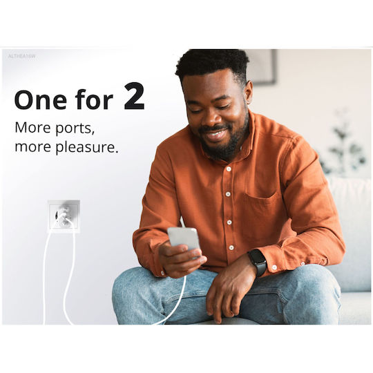 Conceptronic Charger with USB-A Port and USB-C Port 33W Power Delivery / Quick Charge 2.0 Whites (ALTHEA16W)