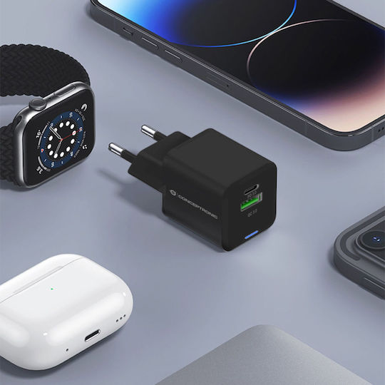 Conceptronic Încărcător Fără Cablu cu Port USB-A și Port USB-C 20W Livrarea energiei / Quick Charge 3.0 / Quick Charge 2.0 Negruς (ALTHEA15B)