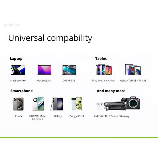 Conceptronic Φορτιστής GaN με Θύρα USB-A και 2 Θύρες USB-C και Καλώδιο USB-C - USB-C 67W Power Delivery Λευκός (ALTHEA17W)