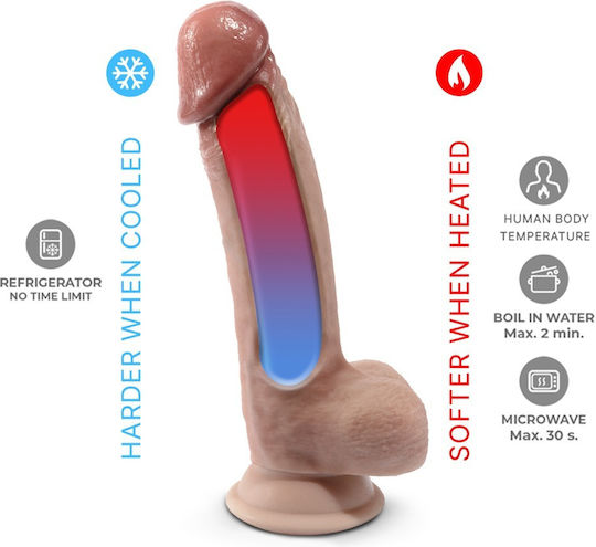 SilexD Glass Dildo with Balls and Suction Cup Flesh 18cm