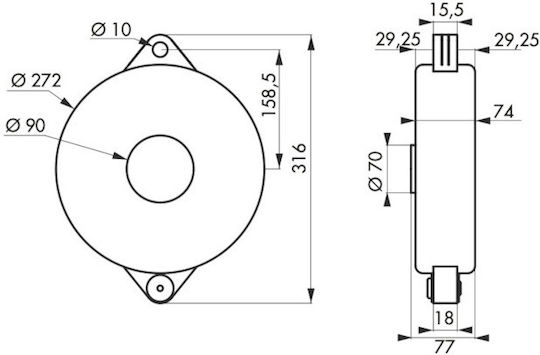 Ventilschutzabdeckung Φ 165 254 mm Thirard 00091189