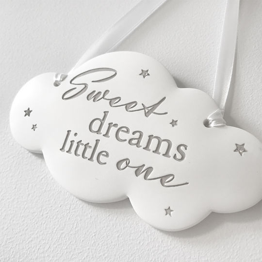 Disney Hanging Wall Decor Sweet Dreams Little One White Polyresin 14x1.5x10cm