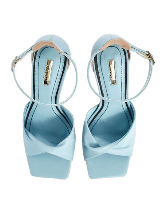 Leder Sandalen Hellblau