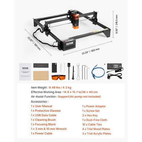 Vevor Laser Engraver 5W Suitable for Wood MDF Acrylic Plexiglass