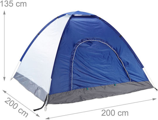 Relaxdays Cort De Camping Pop Up Albastru 3 Anotimpuri Pentru 2 Persoane 135x200x135cm