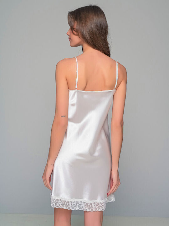 Milena by Paris Summer Women's Satin Robe with Nightdress Ivory Coast