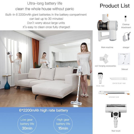 Xiaomi Lydsto V9 Wiederaufladbar 2-in-1 Staubsauger Stick & Handgerät 25.2V Weiß