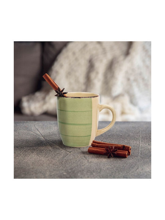 Nava Lines Mug Ceramic Oil Green 350ml