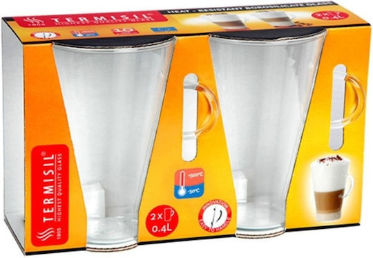 Termisil Mug Glass Transparent 400ml 2pcs