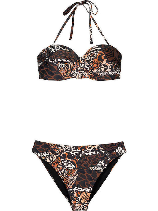 Set Bikini Animal Print Καφέ