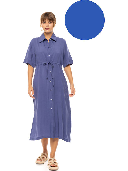 Pink Label Γυναικείο Μακρύ Φόρεμα Παραλίας Ultra Violet