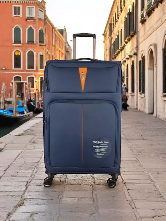 Diplomat Large The Venice Collection Μεγάλη Βαλίτσα Ταξιδίου Υφασμάτινη Μπλε με 4 Ρόδες Ύψους 79εκ.