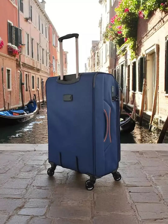 Diplomat Large The Venice Collection Μεγάλη Βαλίτσα Ταξιδίου Υφασμάτινη Μπλε με 4 Ρόδες Ύψους 79εκ.