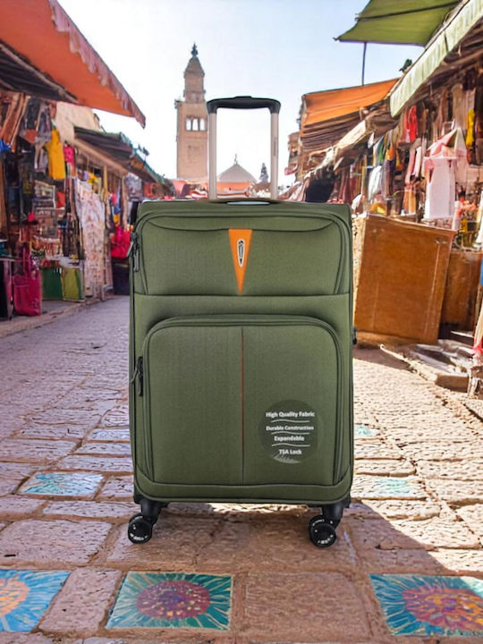 Diplomat Medium The Venice Collection Μεσαία Βαλίτσα Ταξιδίου Υφασμάτινη Πράσινο με 4 Ρόδες Ύψους 68εκ.