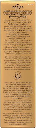 Durex Προφυλακτικά Hautnah 10τμχ 56mm Λεπτά για Φυσική Αίσθηση Natural