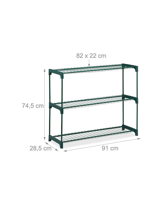 Metallic Garden Shelf with 3 Shelves Green 91x28.5x74.5cm