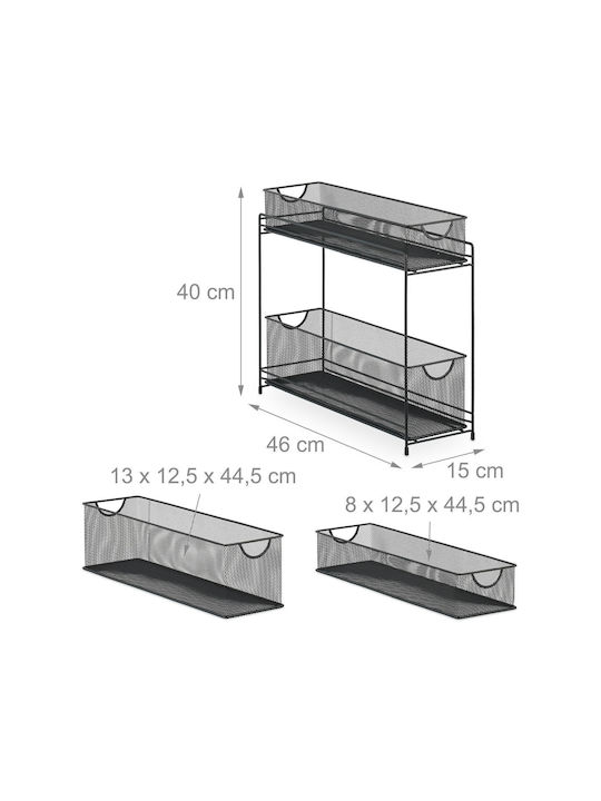 Relaxdays Βάση/Θήκη Κουζίνας Inox 40x15x46εκ. Γκρι