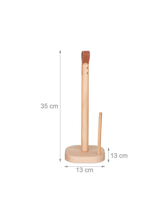 Relaxdays Wooden Paper Towel Holder Beige 35x13x13cm 10043326