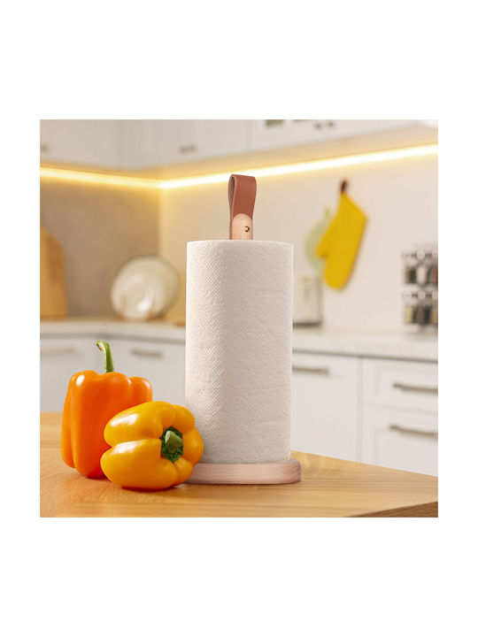 Relaxdays Wooden Paper Towel Holder Beige 35x13x13cm 10043326