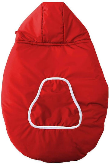 Winter-Rucksackabdeckung mit roter Kapuze und Tasche