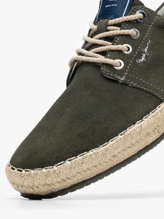 Tourist Leder Herren Espadrilles in Grün Farbe
