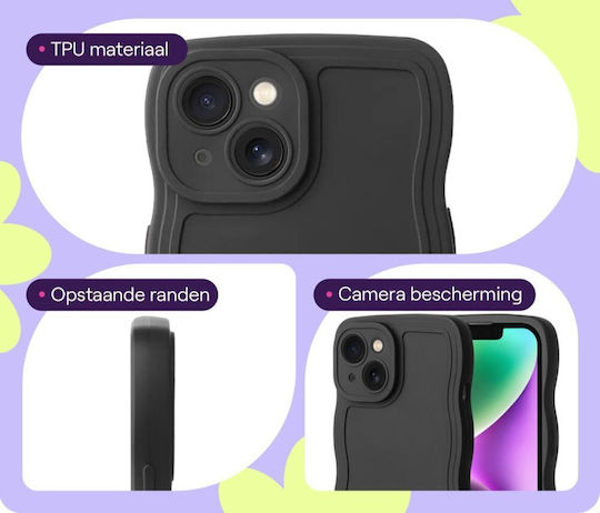 HappyCase Back Cover Silicon Negru (iPhone 14)