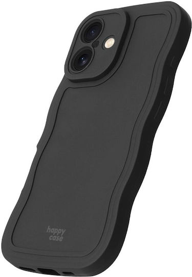 HappyCase Umschlag Rückseite Silikon Schwarz (iPhone 16)