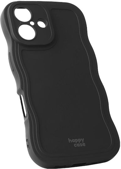 HappyCase Umschlag Rückseite Silikon Schwarz (iPhone 16)