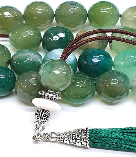 Roloi Komboloi Agate Worry Beads Green 30cm