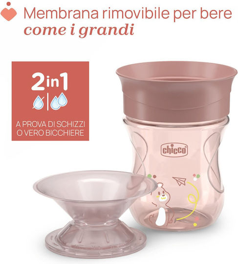 Chicco Εκπαιδευτικό Μπιμπερό Πλαστικό με Λαβές Ροζ