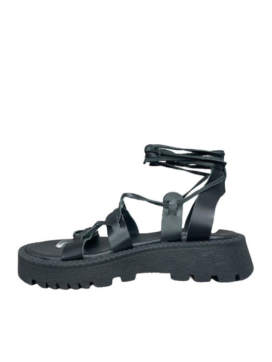 Sandale Casual Damă De Piele Negru