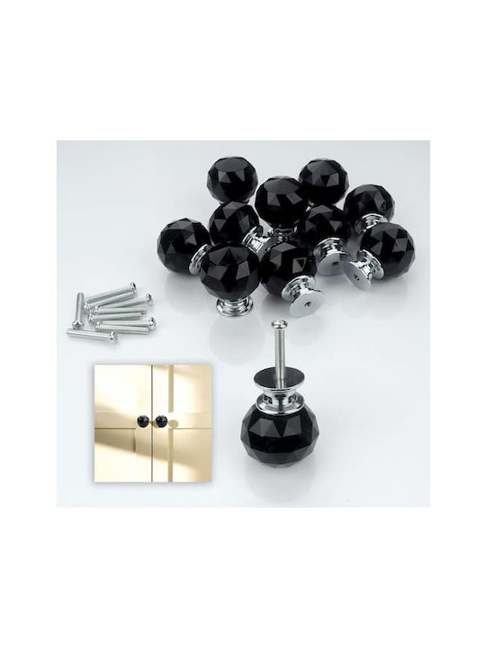 Furniture Handle Made of Crystal & Glass in Black Colour with 30mm Hole Centers