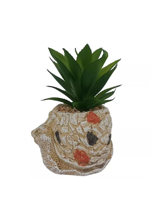 Ghiveci Melc din Ceramică cu Suculent Artificial