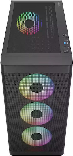 Gamdias Athena M3 Gaming Midi Tower Κουτί Υπολογιστή με Πλαϊνό Παράθυρο και ARGB Φωτισμό Μαύρο